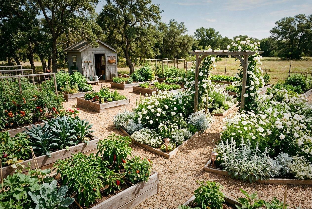 Moon garden layout diagram showing placement of tall, medium, and low plants